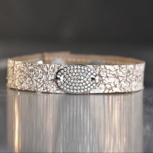 Rose gold leather crystal cuff